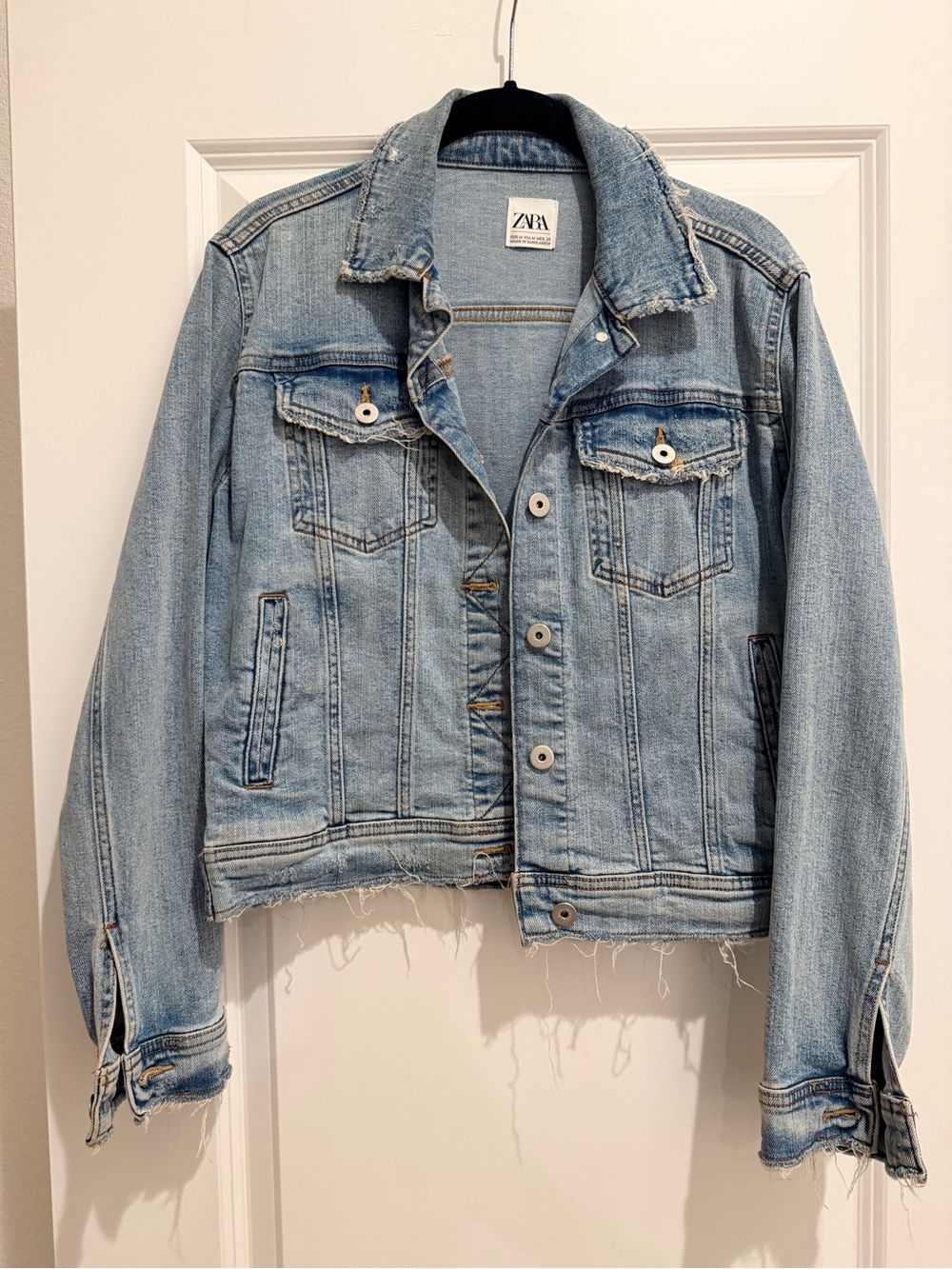 Zara Light Wash Distressed Denim Jacket - Women's Relaxed Trucker